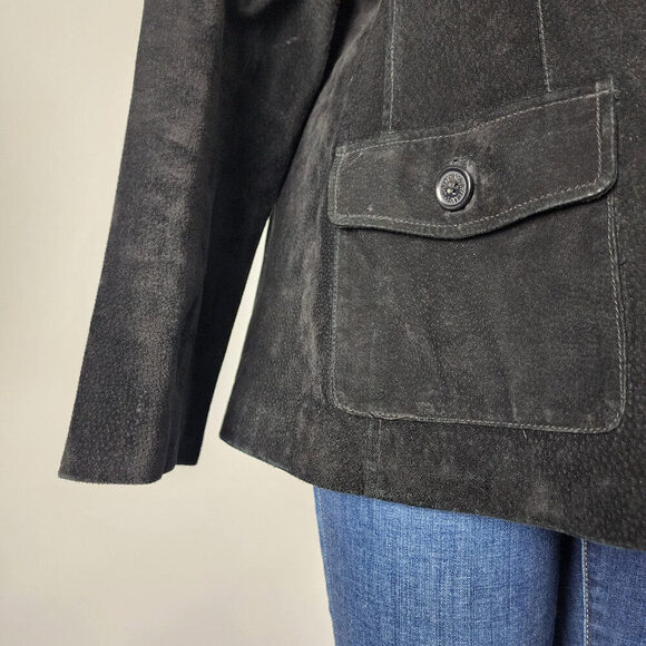 Lady Hathaway Black Suede Button Up Jacket Size L/XL - Picture 5 of 10